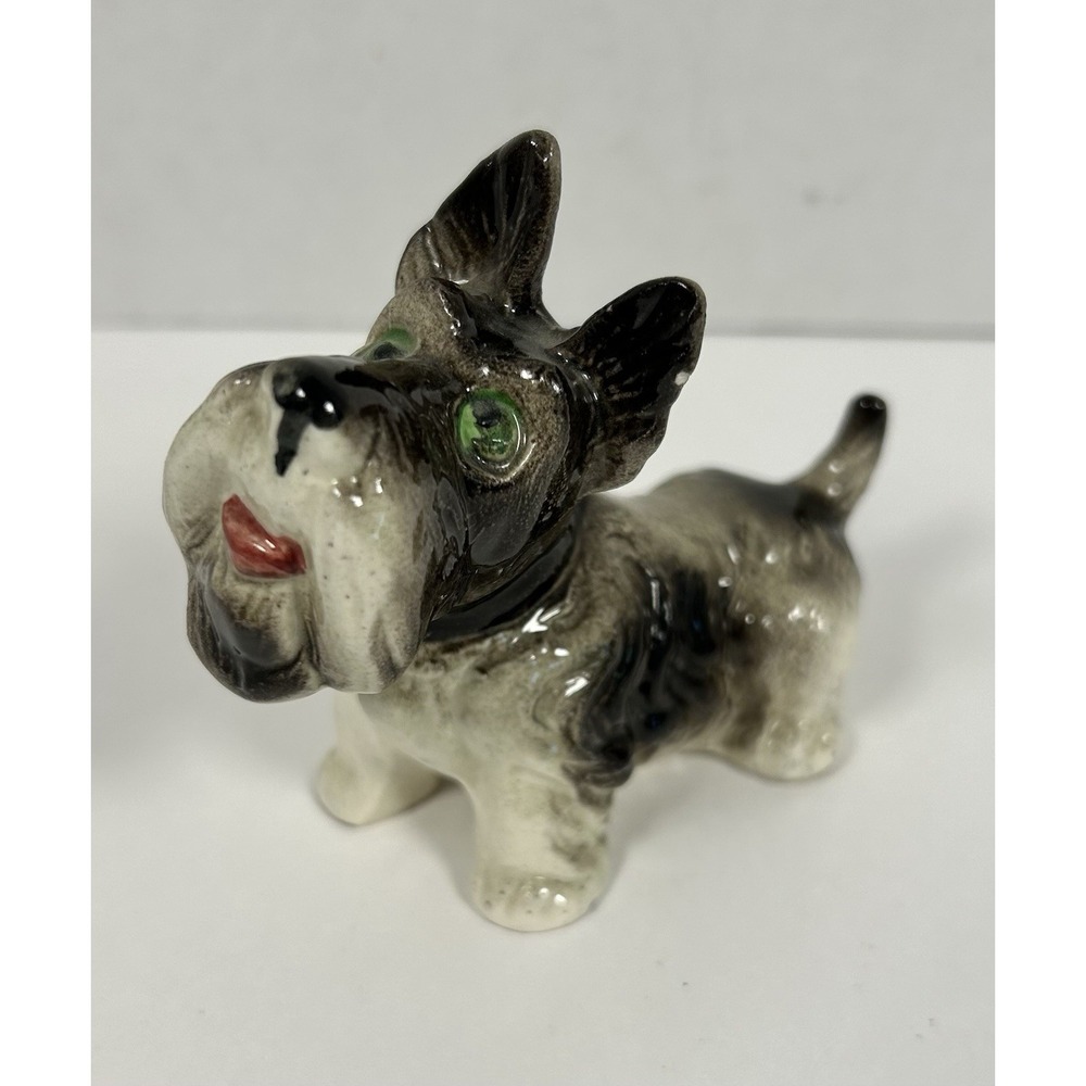 Vintage Porcelain Scottish Terrier Dog Miniature Figurine made in Japan.